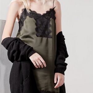 Stradivarius Green and Black Chemise Modern Minimalist Sleepwear